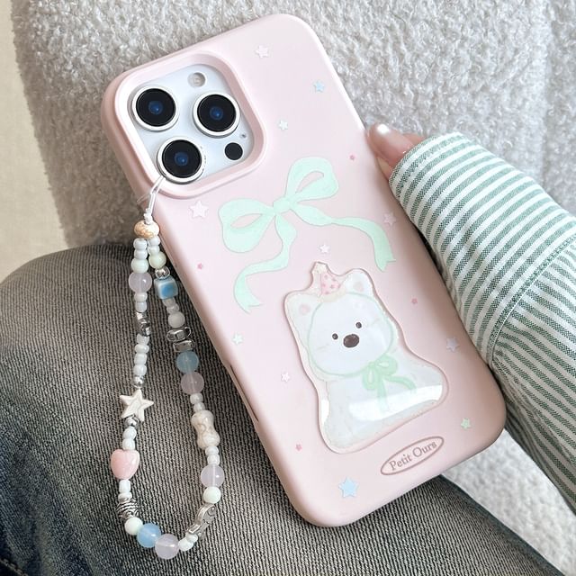 Case Strap Set Print Bead Dog Phone /