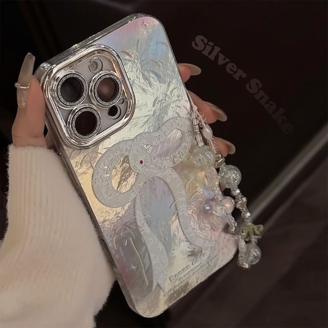 / Case Bead Strap Print Phone Set Snake