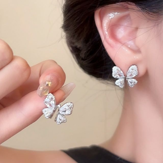 Rhinestone Butterfly Stud Earring
