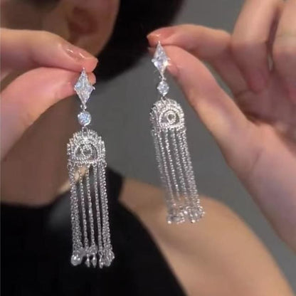 Alloy Fringed Rhinestone Earring