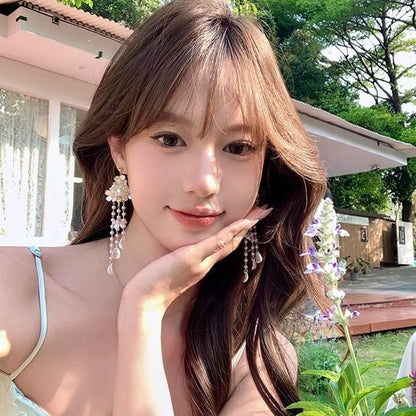 Earring Alloy Floral Fringed