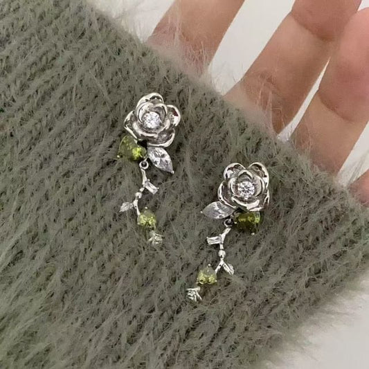 Rhinestone Floral Alloy Earring Dangle