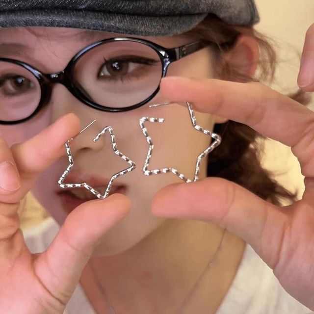 Star Earring Hoop Alloy