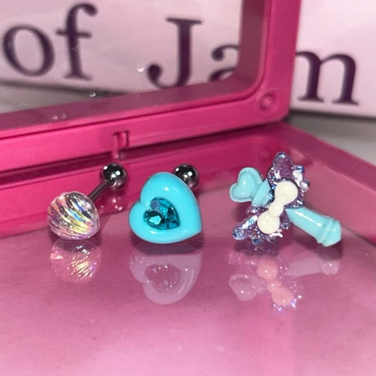 Shell Set Stud Heart Rhinestone Alloy of Wand / Earring 3: