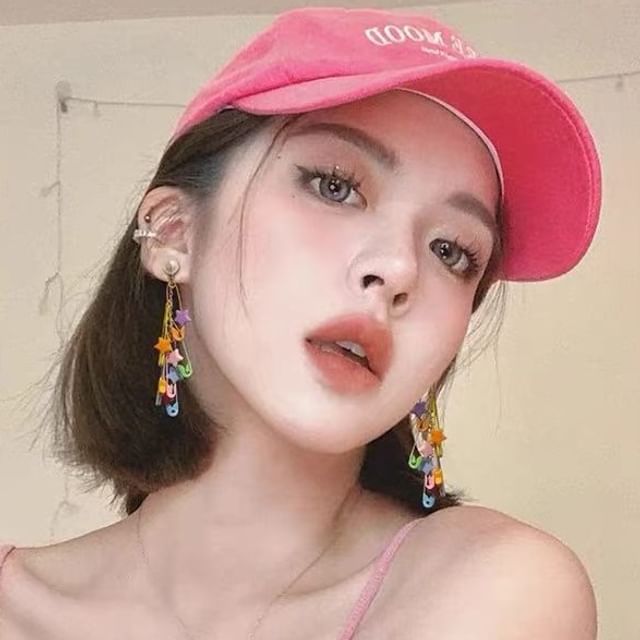 Chandelier Star Earring Pearl Faux Alloy Safety Pin