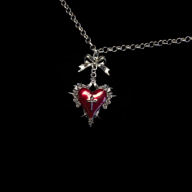 Alloy Necklace Heart Pendant Cross