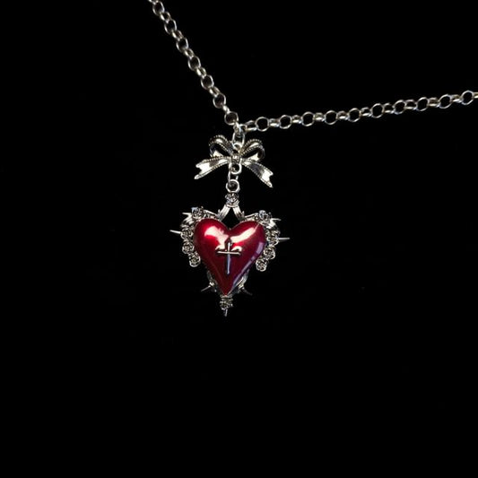 Alloy Necklace Heart Pendant Cross