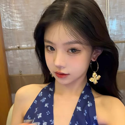 Drop Earring Hoop Flower