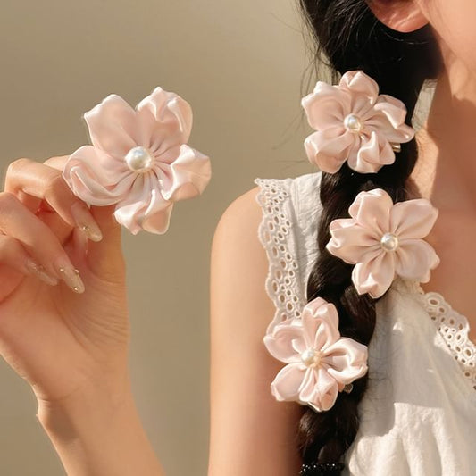 / Set Pearl Faux Flower Clip Hair
