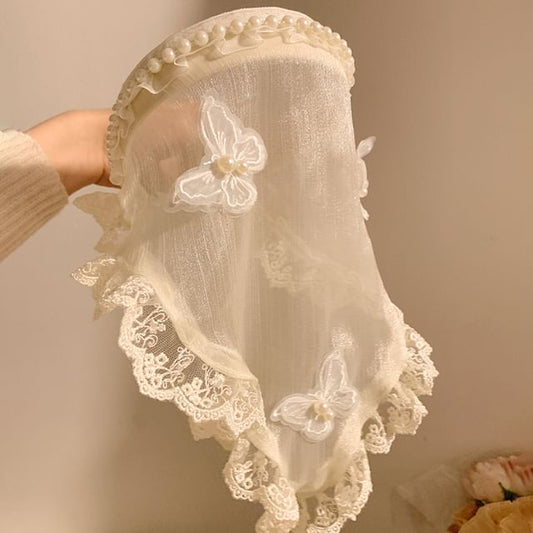 Headband Applique Butterfly Trim Lace