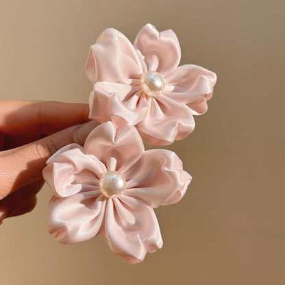 / Set Pearl Faux Flower Clip Hair