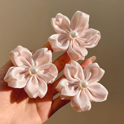 / Set Pearl Faux Flower Clip Hair