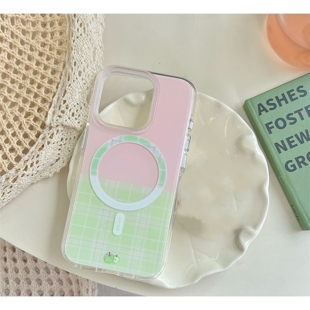Phone with Case Plaid Magnetic MagSafe) Apple (Compatible