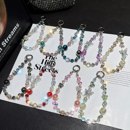 Strap Phone Beaded Butterfly Wrist Faux Crystal