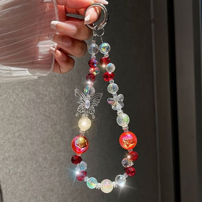 Strap Phone Beaded Butterfly Wrist Faux Crystal