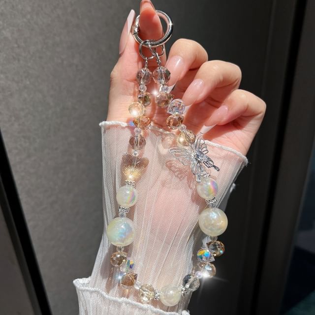 Strap Phone Beaded Butterfly Wrist Faux Crystal