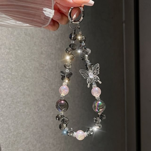 Strap Phone Beaded Butterfly Wrist Faux Crystal