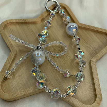 Wrist Bow Beaded Phone Strap Crystal Faux
