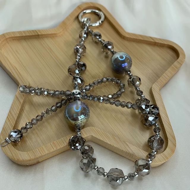 Wrist Bow Beaded Phone Strap Crystal Faux