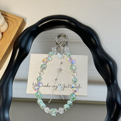 Lanyard Pearl Pad Strap with Faux Phone Butterfly Wrist