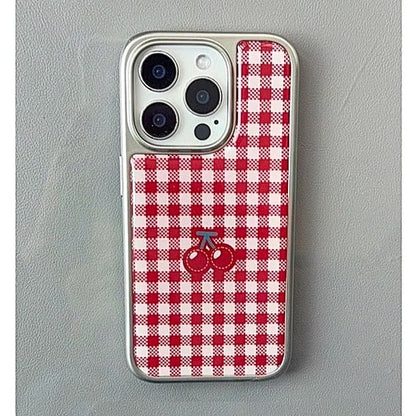 Phone Case Gingham Cherry Print