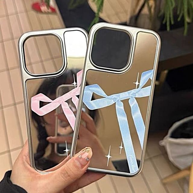 Ribbon Print Mirror Case Phone