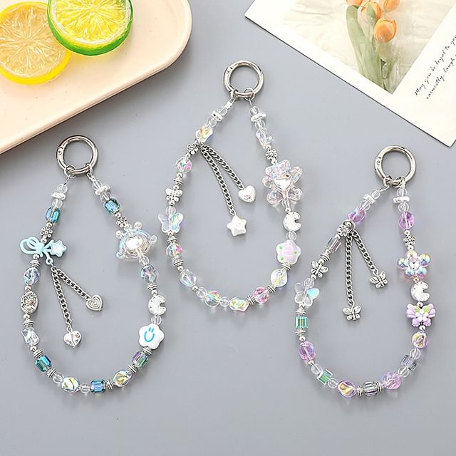 Faux Phone Bear Strap Crystal Floral Cartoon /