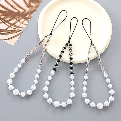 Pearl Faux Phone Strap Rhinestone