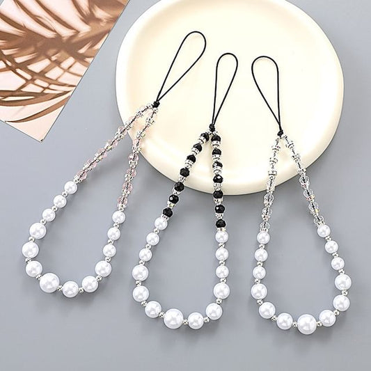 Pearl Faux Phone Strap Rhinestone