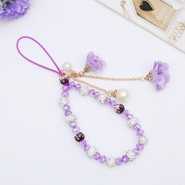 Faux Floral Strap Phone Crystal