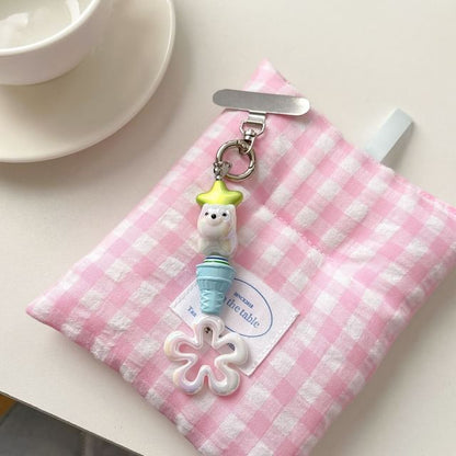 Floral Pad Cream Charm with Designs) Phone Lanyard (Various Ice