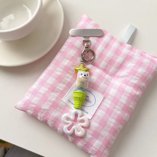 Floral Pad Cream Charm with Designs) Phone Lanyard (Various Ice