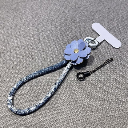 Leather Floral Faux Pad and Strap Phone with Lanyard