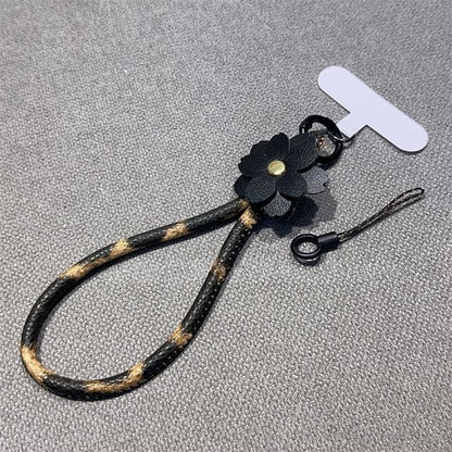 Leather Floral Faux Pad and Strap Phone with Lanyard