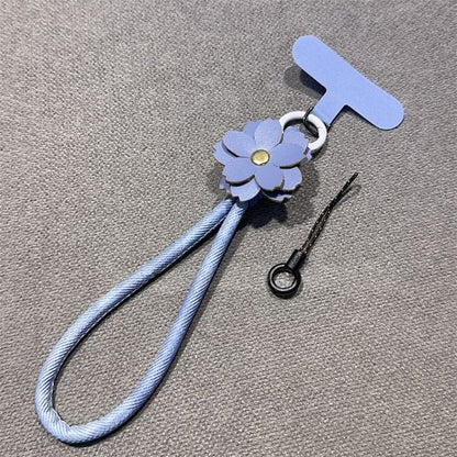 Leather Floral Faux Pad and Strap Phone with Lanyard