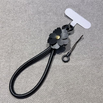 Leather Floral Faux Pad and Strap Phone with Lanyard