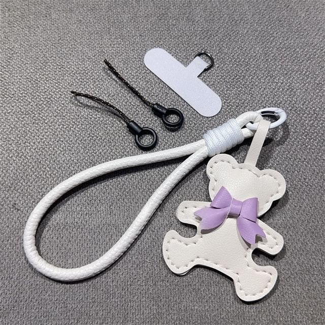 Strap Pad Phone Bear Faux and Lanyard with Leather