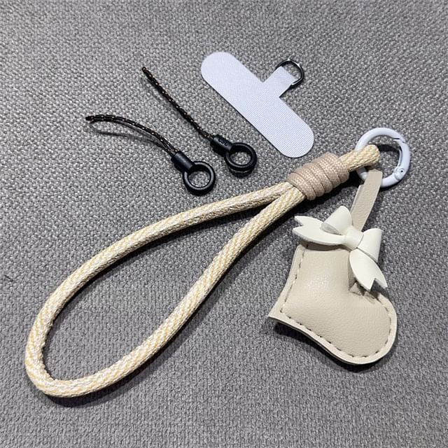 Strap Pad Phone Bear Faux and Lanyard with Leather