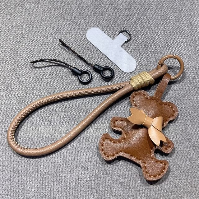 Strap Pad Phone Bear Faux and Lanyard with Leather