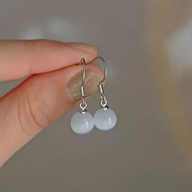 Eye Bead Alloy Cat Stone Earring Faux Dangle