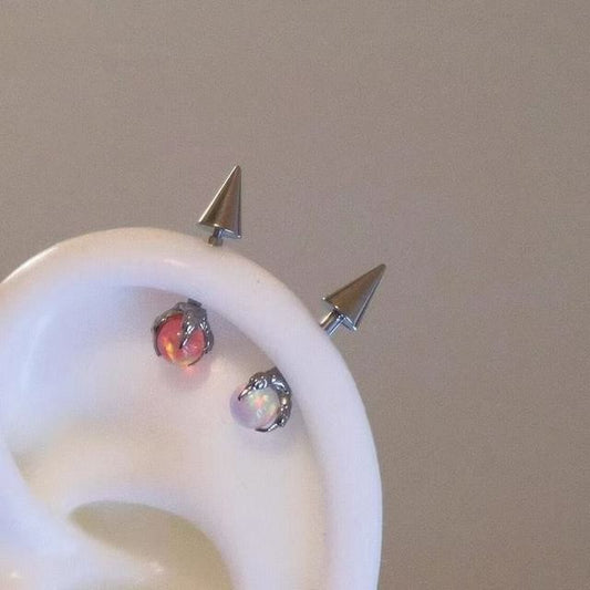 Faux Alloy Gemstone Earring Claw Through