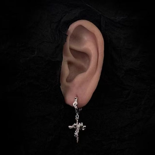 Earring Cross Drop Alloy