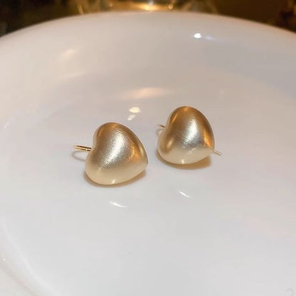 Heart Brushed Drop Alloy Earring
