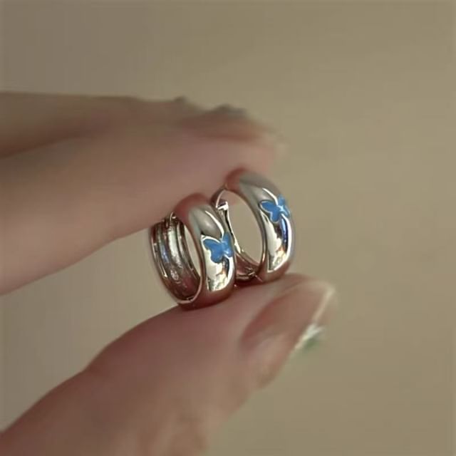 Butterfly Alloy Huggie Glaze Earring
