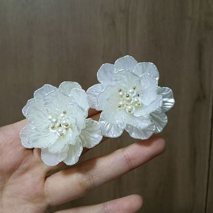 Floral Statement Pearl Faux Earring Alloy