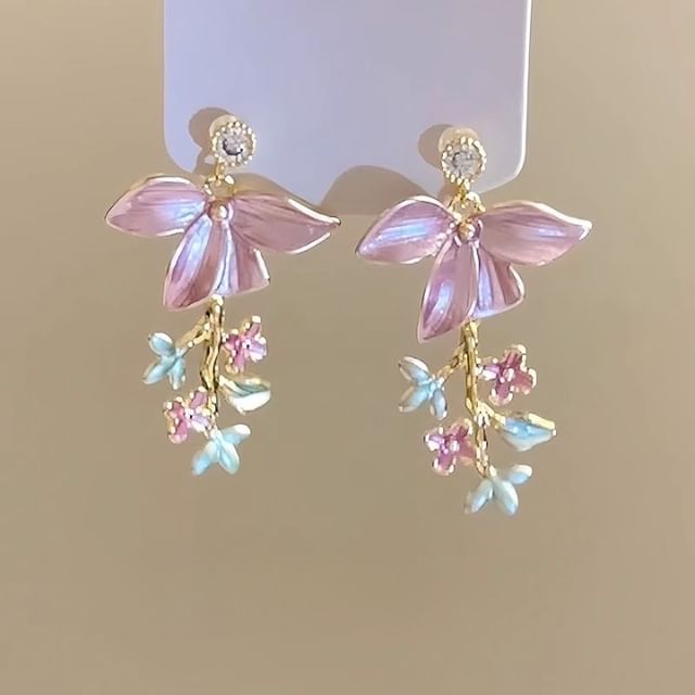 Floral Earring Dangle Alloy