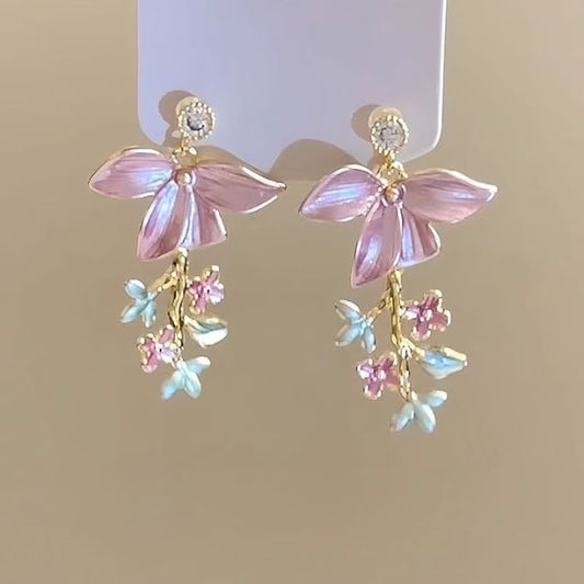 Floral Earring Dangle Alloy