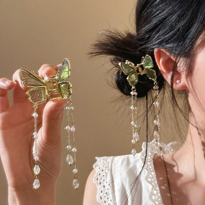 Hair Butterfly Faux Fringed Claw Pearl