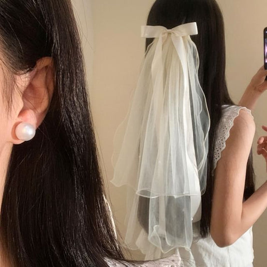 Mesh Veil Bow Hair Clip