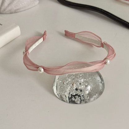 Faux Headband Mesh Pearl